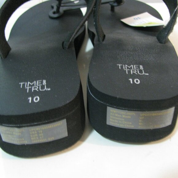 * Time And Tru Sandals Flip Flops NWT Black with Crystals Bling 9 10 11 - Picture 4 of 6